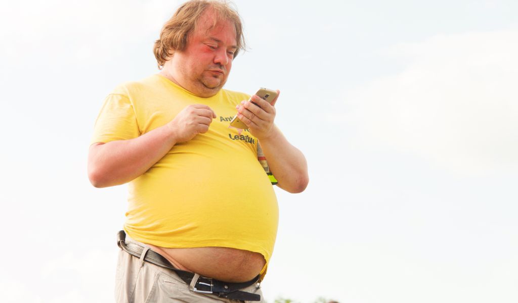 Obese man with large stomach
