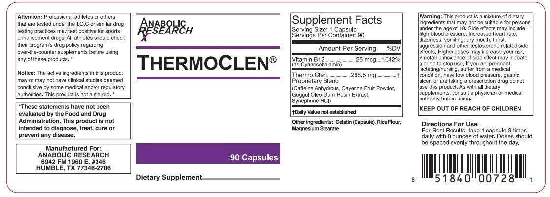 Thermoclen Ingredients Supplement Facts Label