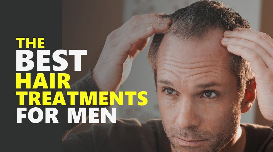 Man looking at his thinning hair in the mirror - "Best Hair Treatments for Men"