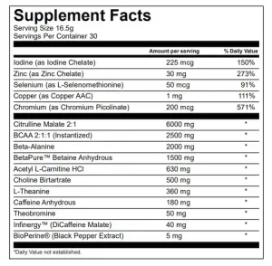 Transparent Labs ProSeries LEAN Pre-Workout ingredients label
